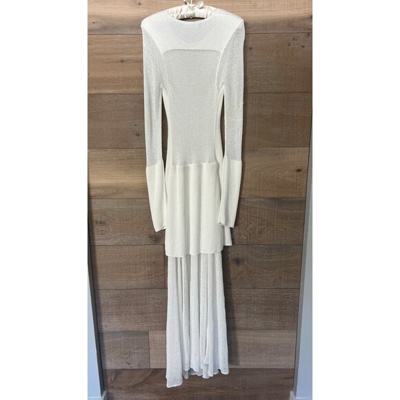 PROENZA SCHOULER Anita Dress in off white Knit Sheer Mesh SIZE M - Picture 7 of 11